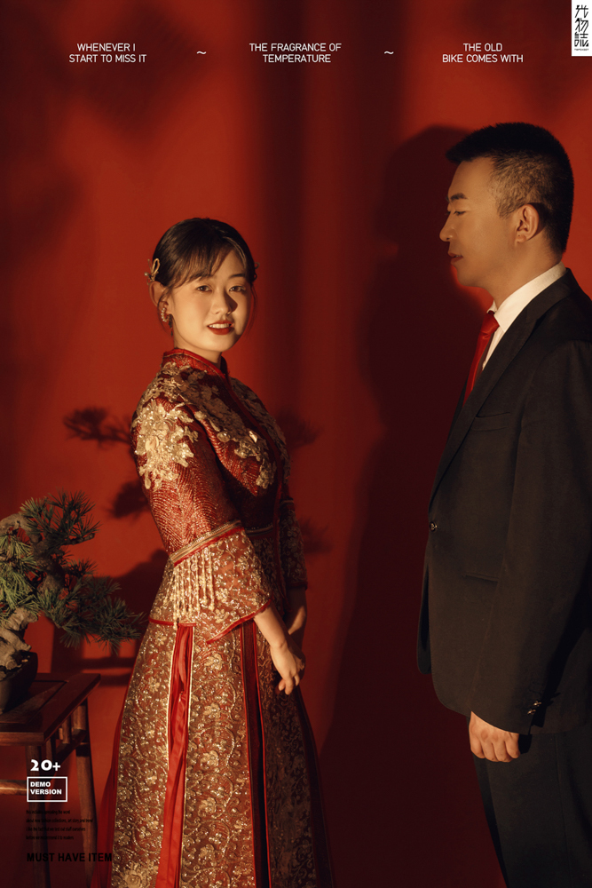 今日婚纱OOTD.蔡伟超先生岳璐女士复古民国风婚纱照、极简棚拍、、、婚纱照