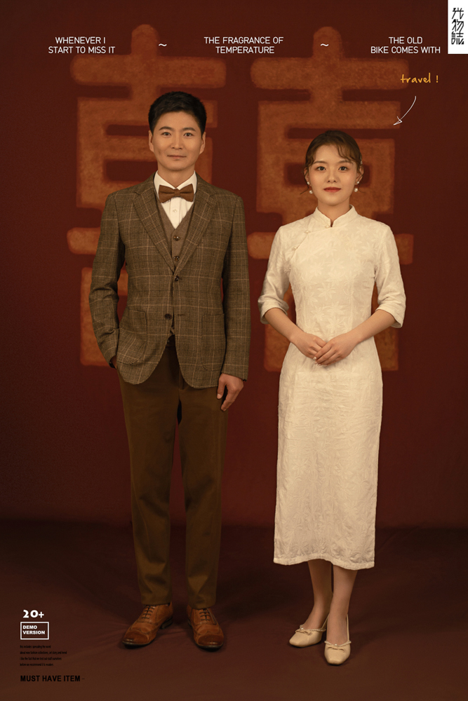 今日婚纱OOTD.段荣强先生刘思雨女士复古民国风婚纱照、极简棚拍、、、婚纱照
