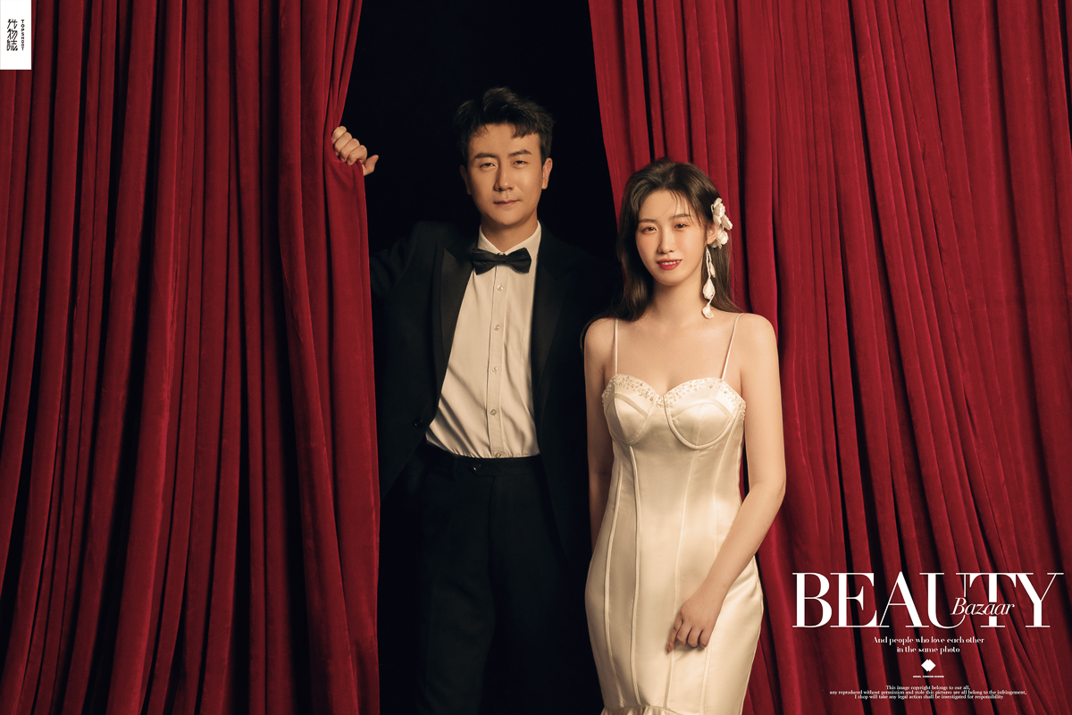 新鲜出炉:)王润梓先生王媛女士复古文艺婚纱照、极简棚拍、、、婚纱照
