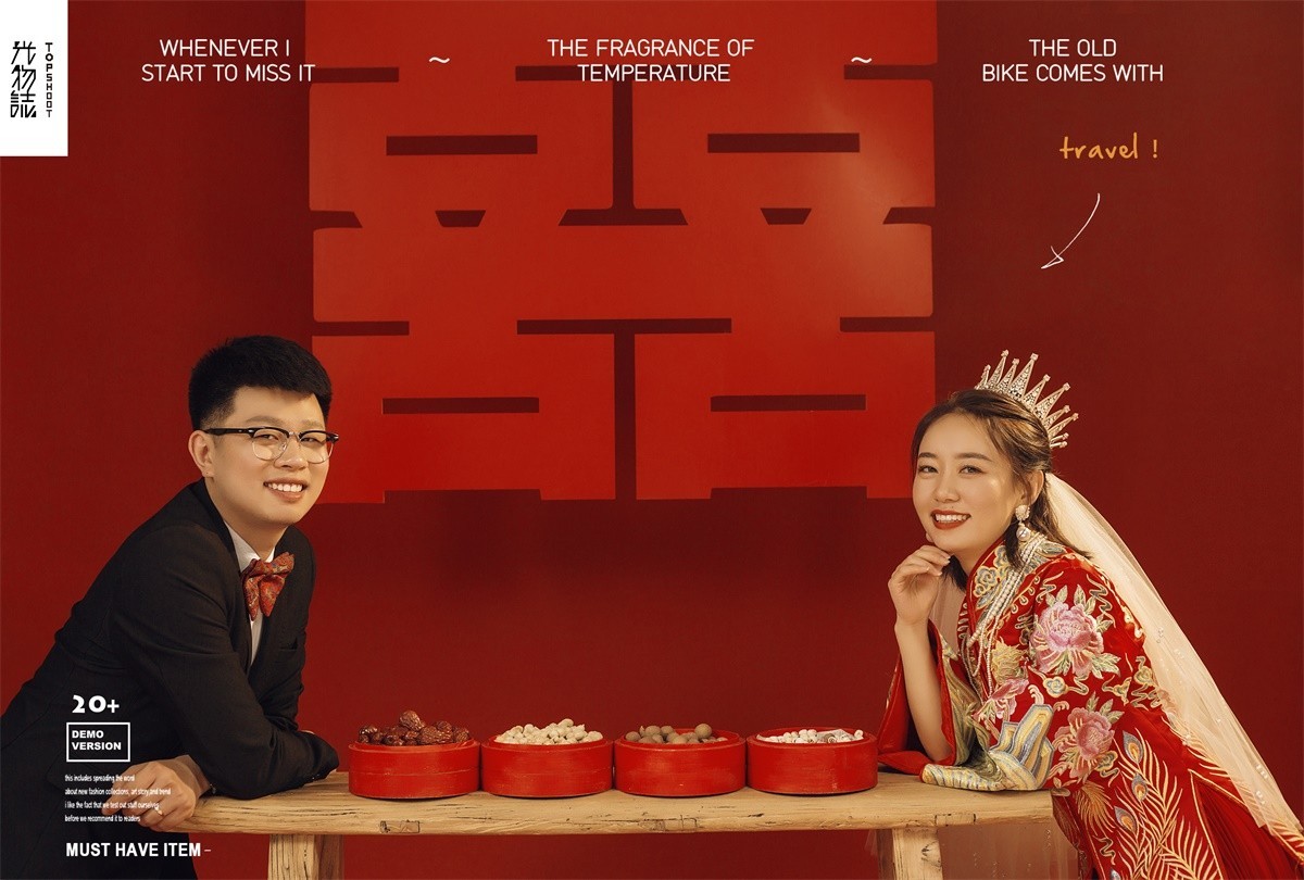 满满狗粮~姜博先生鲍梦小姐甜蜜新鲜式婚纱照、极简棚拍、、、婚纱照