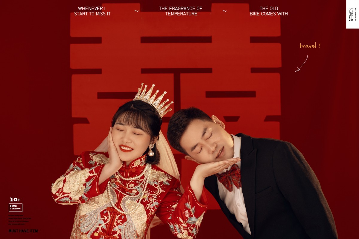 幸福感爆棚王鹏先生张崎迪女士又年轻，又有爱婚纱照、极简棚拍  氛围森系、、、婚纱照