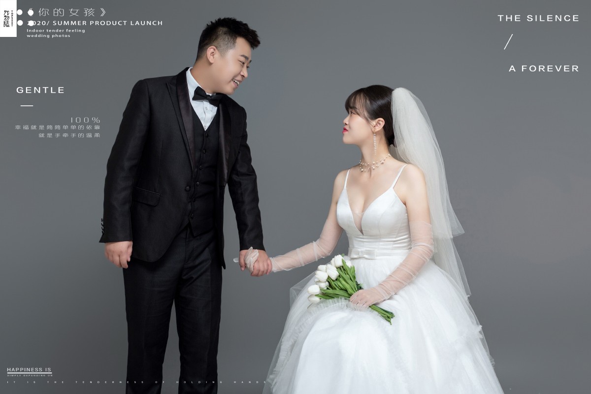 极致情绪！李博先生贺悦女士甜蜜新鲜式婚纱照、极简棚拍、、、婚纱照