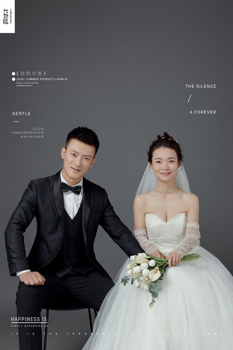 炒鸡甜~尚宝军先生胡丽娜纯色简约风婚纱照、极简棚拍、、、婚纱照