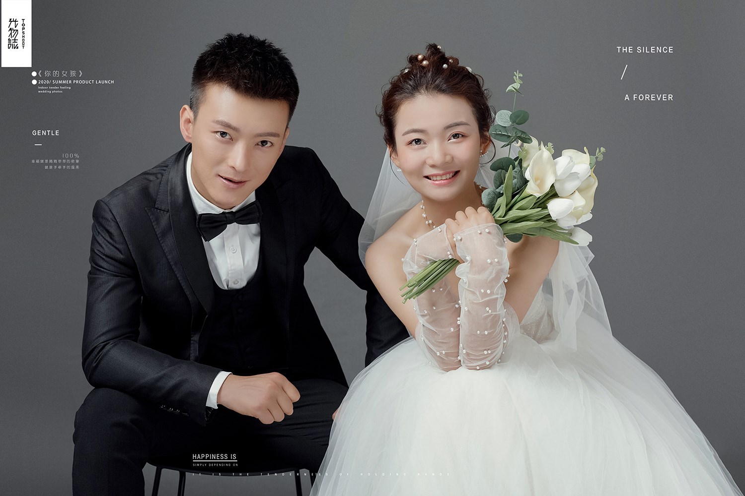 炒鸡甜~尚宝军先生胡丽娜纯色简约风婚纱照、极简棚拍、、、婚纱照